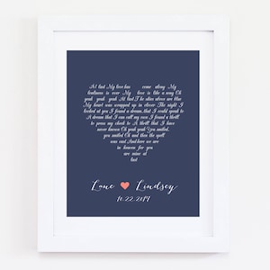 Wedding Gift Song Lyrics, 1st Anniversary Gift, Gift for Her, One Year Anniversary Gift, First Dance Song Lyrics, 10 Year Anniversary