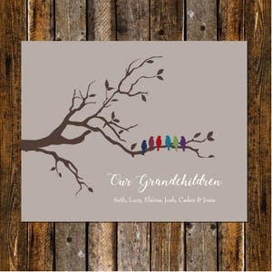 Grandma Gift, Gifts for Grandma, Personalized Grandma Gift, Christmas Gift for Grandma, Great Grandma Gift, Birds in Tree 8x10 Print
