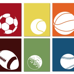 Boys Sports Room, Boys Sports Bedroom Decor, Boys Space Room, Sports Wall Art,  Sports Wall Decor, Football, Basketball - Set of 6 prints