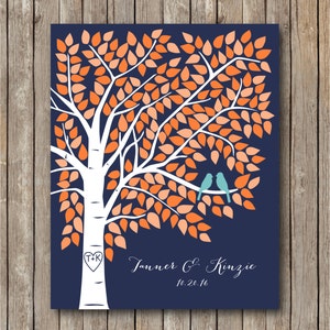 Fall Wedding Guest Book Alternative, Wedding Guestbook Tree, Navy Wedding, Guest Book Alternative, Unique Guestbook Poster to 150 Signatures