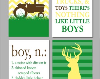 Farm Nursery, Hunting Nursery, Tractor Nursery, Deer Nursery Decor, Boy Sign, Deer Print, Boy Wall Decor, Tractor Chevron Nursery Art,