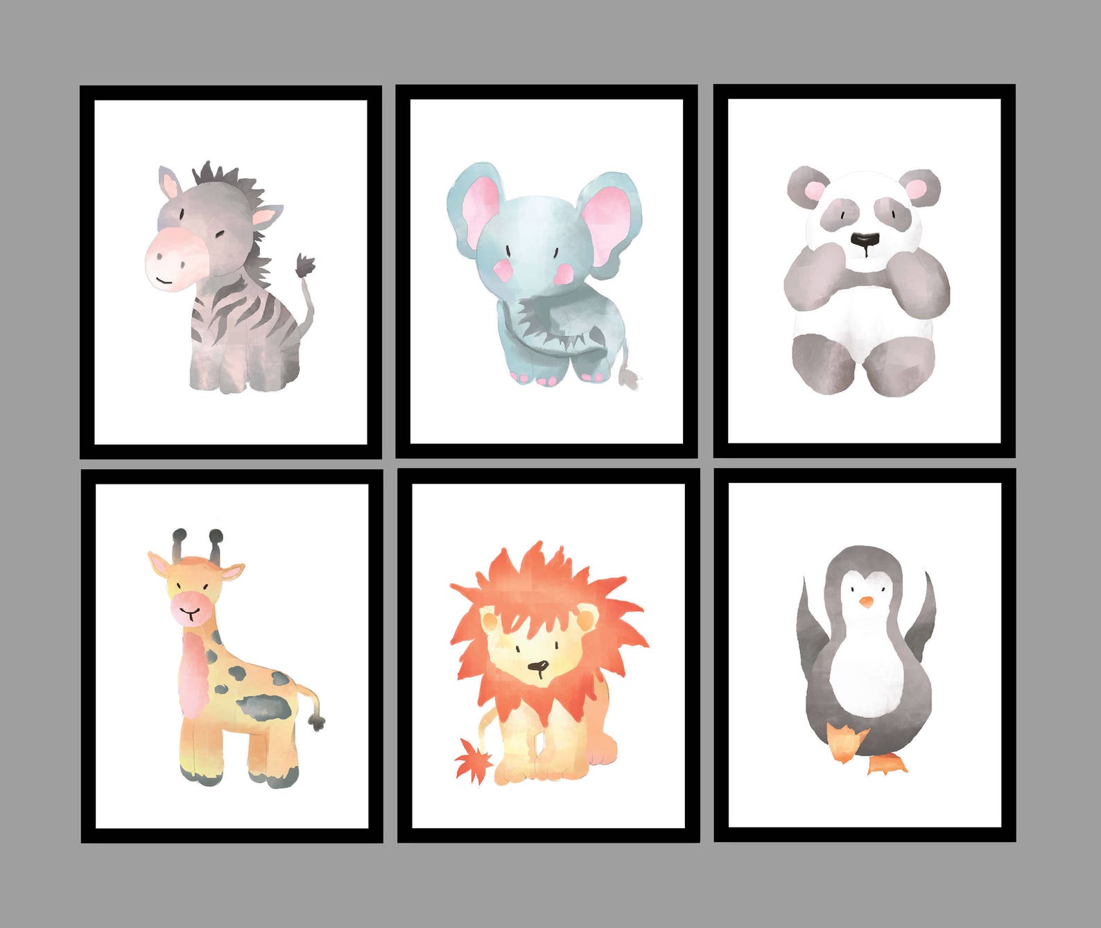 Watercolor Zoo Animal Nursery Animal Nursery Art Safari Etsy