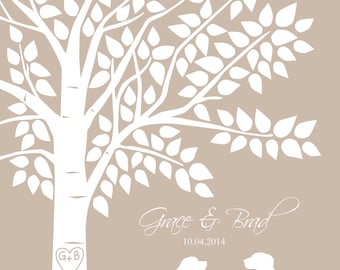 Dog Wedding Sign Dog Lover Guest Book Tree Guest Book Alternative Personalized Wedding Print 16x20 - 130 Signature Keepsake Guestbook Poster