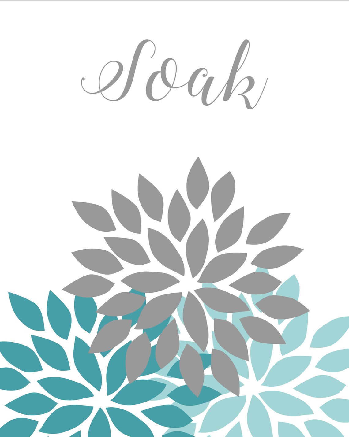 Bathroom Wall Art Teal Grey Bathroom Wall Decor Relax Soak - Etsy