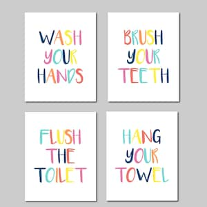 Kids Bathroom Decor Bathroom Art Prints Kids Bathroom Rules Multicolor Boy Girl Bathroom Art Bathroom Signs Bathroom Decor Prints