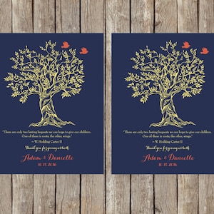 Regalo de boda Padres, Raíces y Alas Poema, Hodding Carter Jr., Gracias Regalo de boda para nuestros padres, Padres Regalo, Árbol con pájaros de amor
