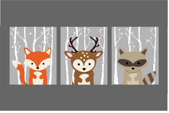 Printable Woodland Nursery, Woodland Nursery Wall Art, Woodland Decor,  Grey, Fox, Deer Nursery, Baby Boy Nursery, Printable Nursery 8