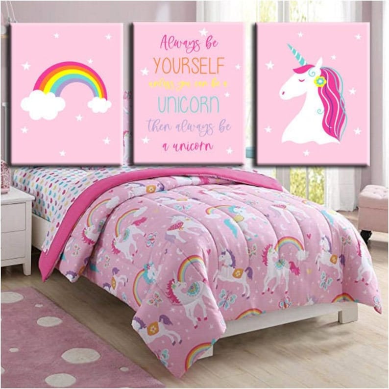 Unicorn Girls Room Decor Unicorn Wall Art Unicorn Bedroom Etsy