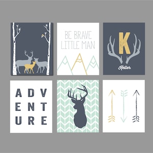 Woodland Nursery, Buck Nursery Decor, Deer Nursery Wall Art, Deer Wall Art, Woodland Nursery Decor Boy, Boy Hunting Bedroom, Set of 6