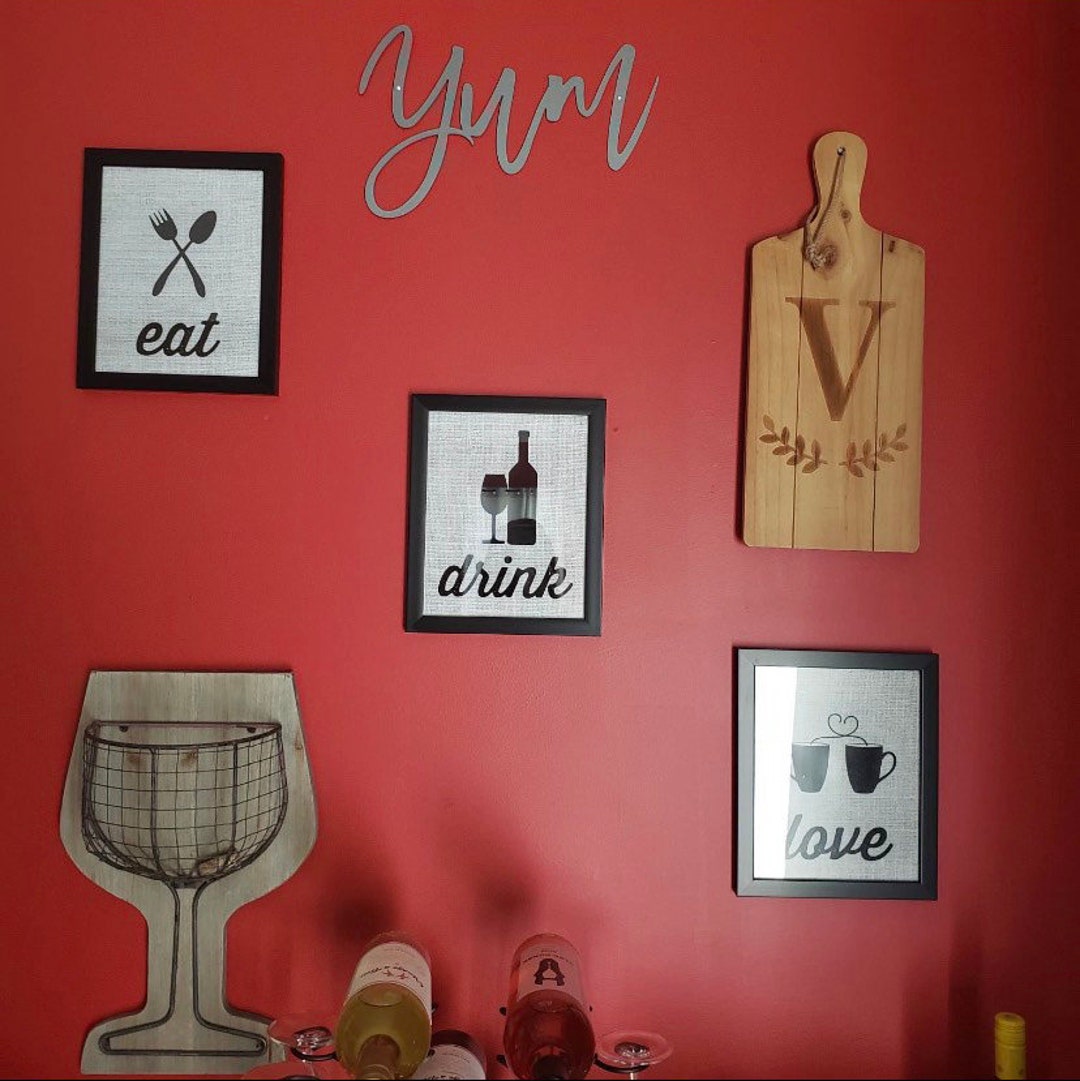 Kitchen Wall Art, Kitchen Decor, Modern Kitchen Art, Eat Drink Love