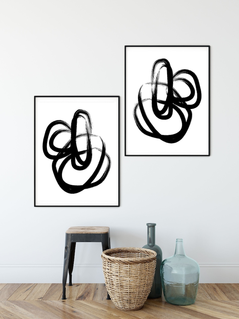 Black and White Wall Art Abstract Art Modern Bathroom Art - Etsy