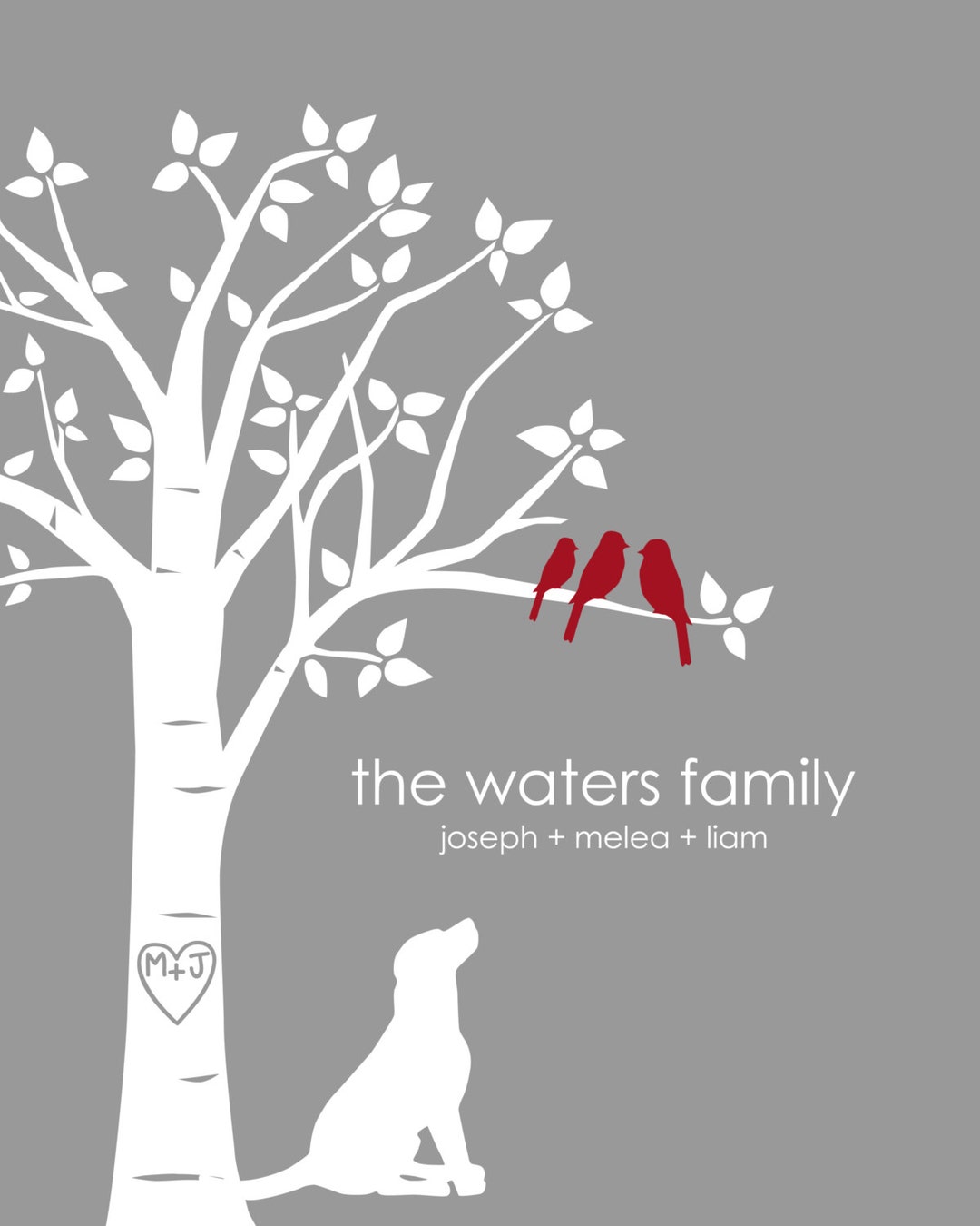 Family Christmas Gift, Family Tree Print, Dog Lover Gift, Dog Gift