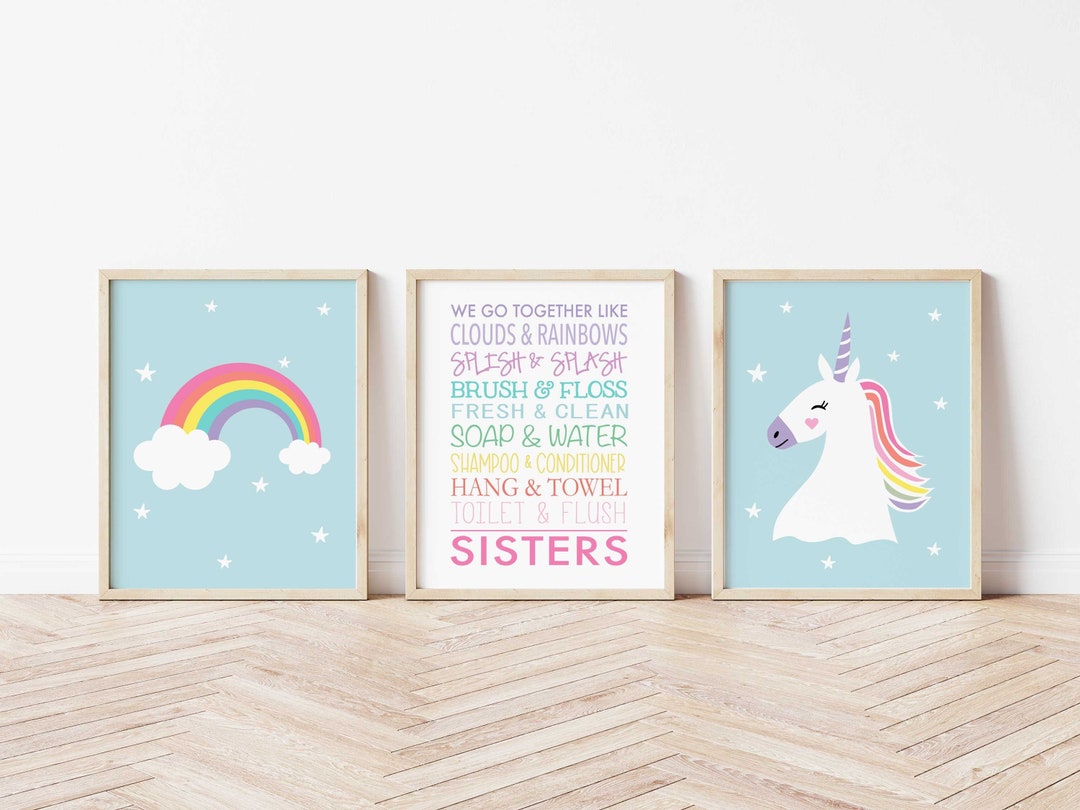 Unicorn Bathroom Art Unicorn Bathroom Decor Unicorn Bathroom Prints