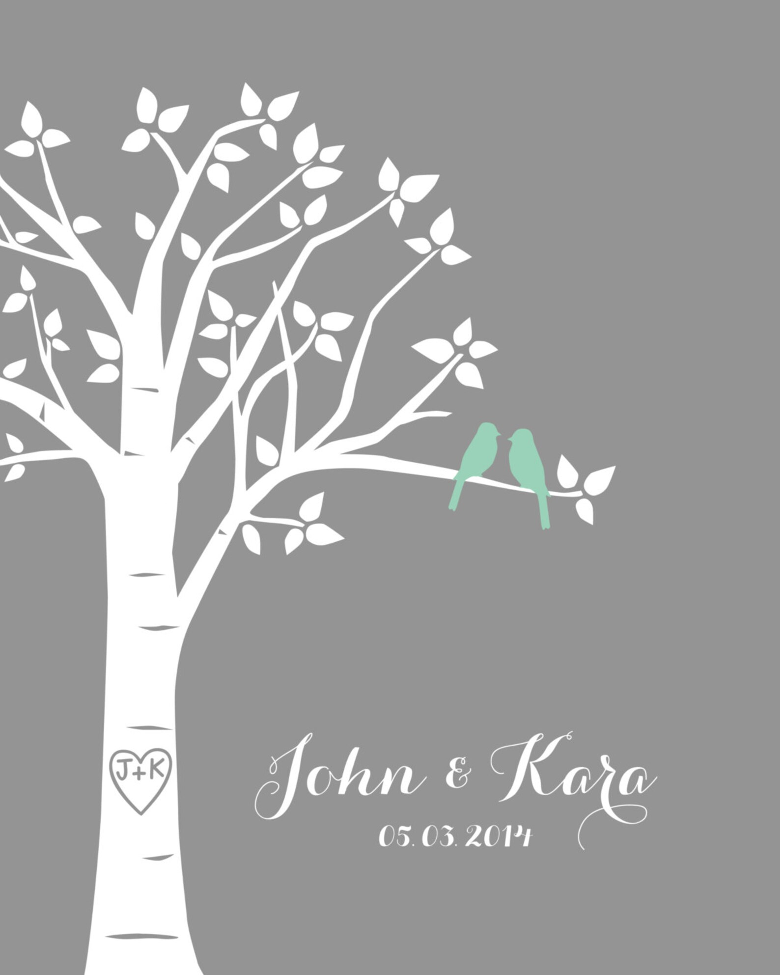 Personalized Love Birds Wedding Print, Anniversary Gift (8x10) - Etsy