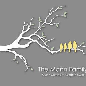 New Home Gift, Personalized Family Tree, Christmas Gift for Wife, Custom Love Bird Family Tree Branch, Custom Christmas Gift - 8&quot;x10&quot;