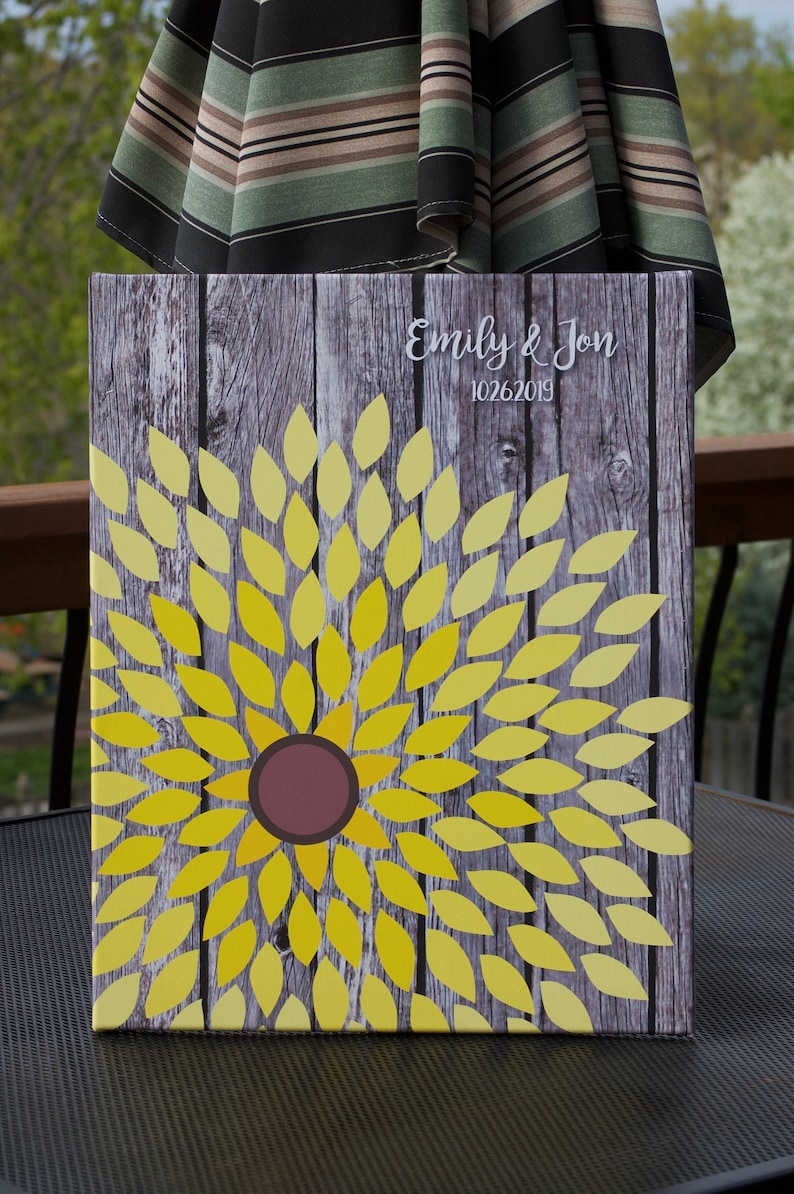 Sunflower Wedding Guest Book Flower Guest Book Dahlia Etsy
