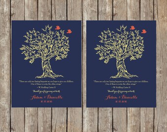 Wedding Gift Parents, Roots and Wings Poem, Hodding Carter Jr., Thank You Wedding Gift for Our Parents, Parents Gift, Tree with Love Birds