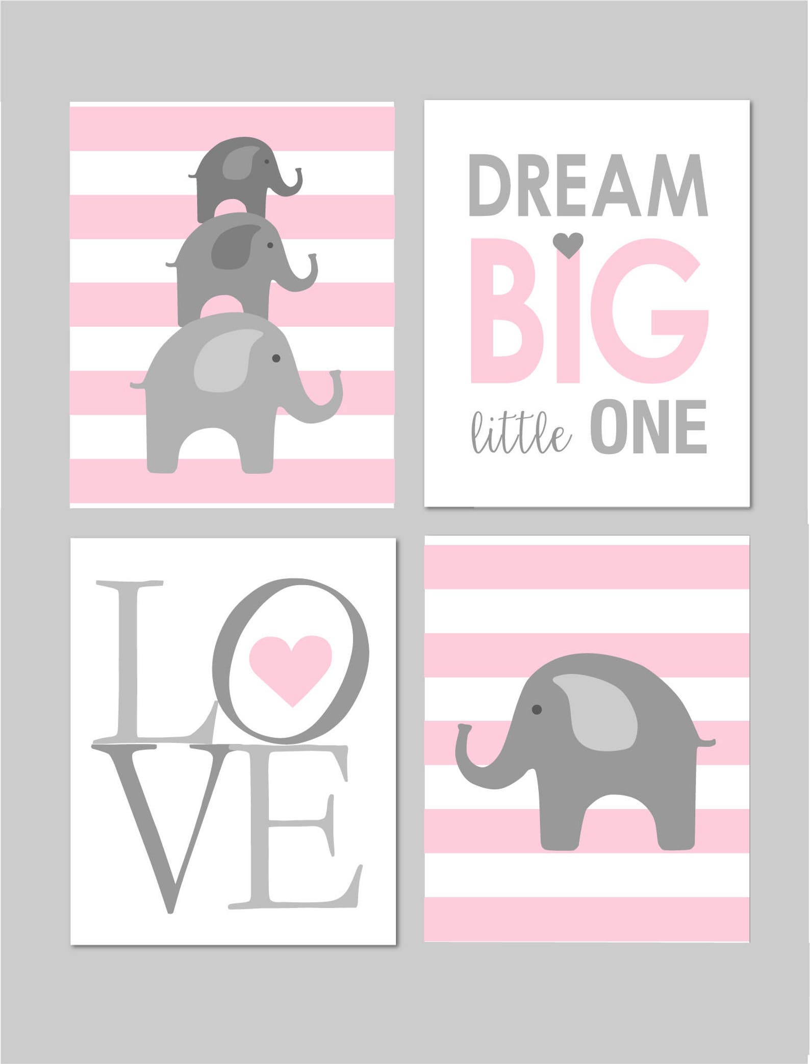 Pink and Gray Elephant Nursery, Baby Girl Nursery, Pink and Grey ...