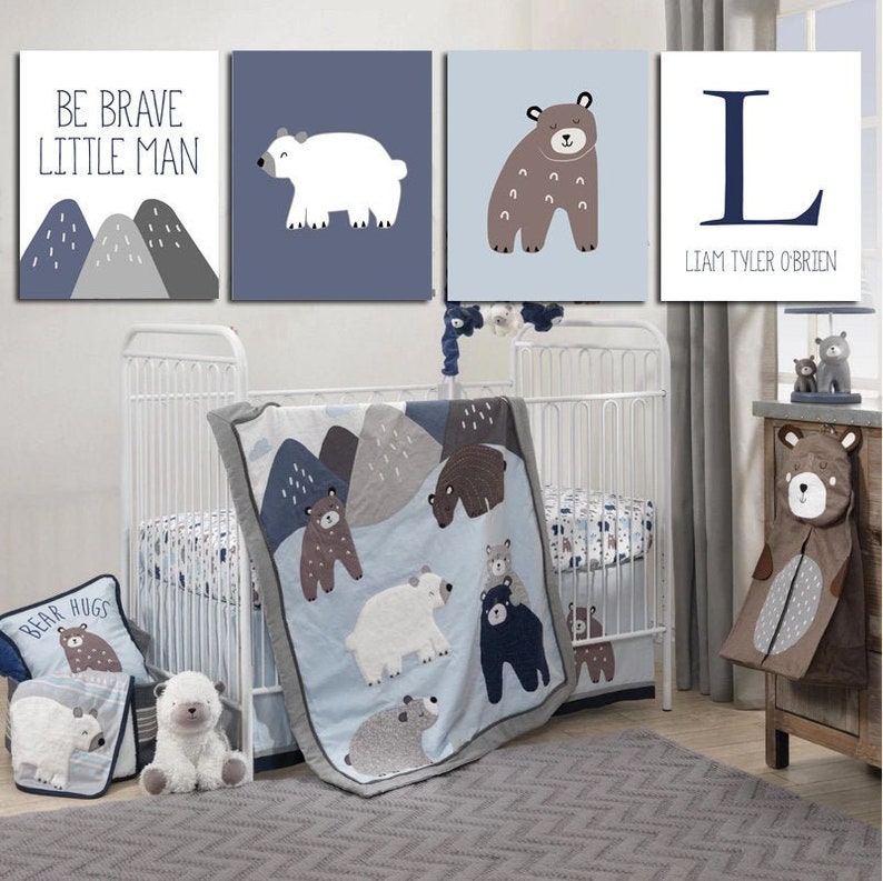 Baby Boy Nursery Art Print Lambs and Ivy Montana Art Bear Etsy