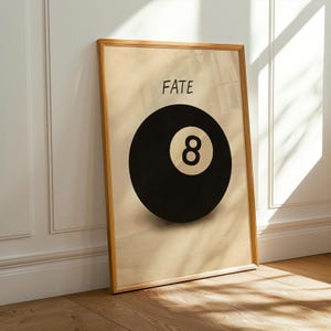 FATE 8-Ball Print – Vintage Billiards Wall Art, Retro Mid-Century Pool Ball Poster, Magic Eight Ball Illustration, Game Room Décor