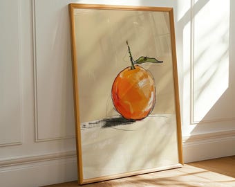 Orange Fruit Art Print - Minimalist Citrus Illustration • Modern Kitchen Wall Decor