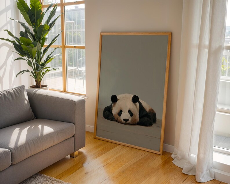 Panda Fine Art Print – Minimalist Wildlife Illustration, Neutral Modern ...