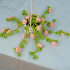 Crochet Rose Flower Basket Car Hanging, Handmade Crochet Car Accessories , Crochet Rose Flowers Pot, Cute Car Decor, Plant Lover Gift