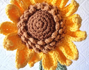 Handmade Crochet Sunflower: Soft Yarn Home Decor