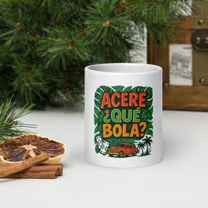 Acere Que Bola?! White Cuban glossy coffee mug