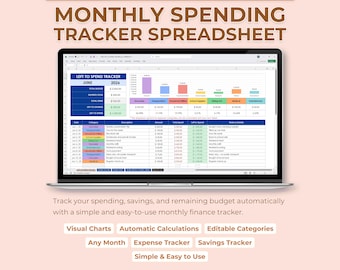Expense Log Spreadsheet, Left to Spend Calculator, Monthly Budget Balance Tracker, Savings Goal Planner, Excel Google Sheets Template