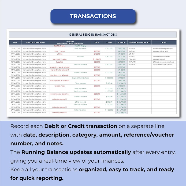 General Ledger Accounting Template | Editable Excel & Google Sheets ...