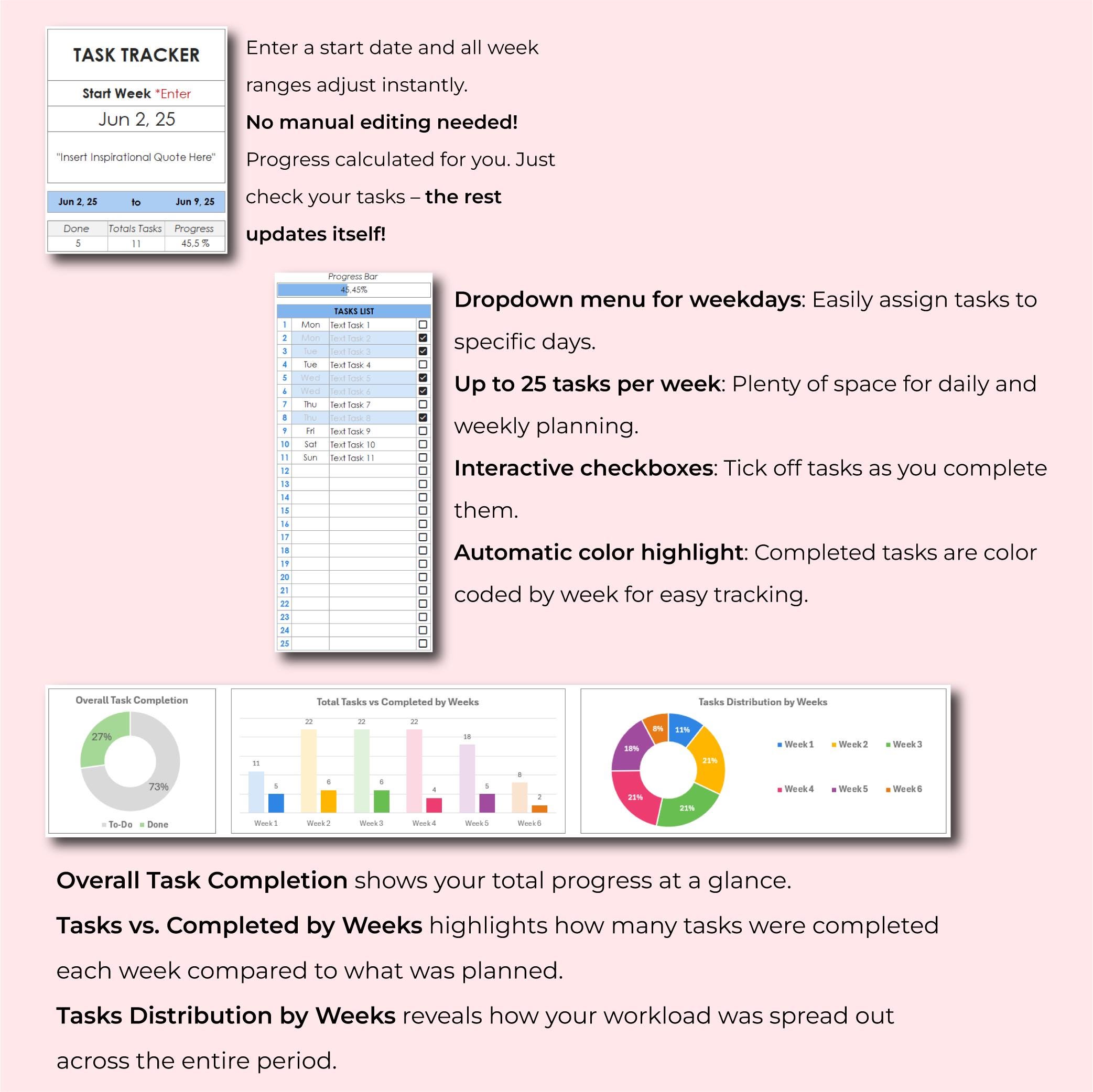 Excel Task Tracker Template | Daily Weekly & Monthly Task Template ...