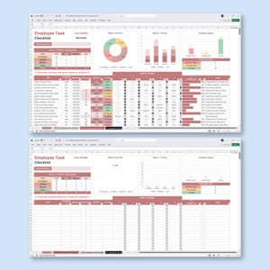 Employee Task Checklist Spreadsheet Template, Team To Do List Excel, Project Tracker Google Sheets, Deadline Planner Digital Organizer