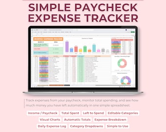 Paycheck & Income Expense Planner Excel Google Sheets, Monthly Income Spending Tracker, Money Left Over Sheet, Editable Expense Categories