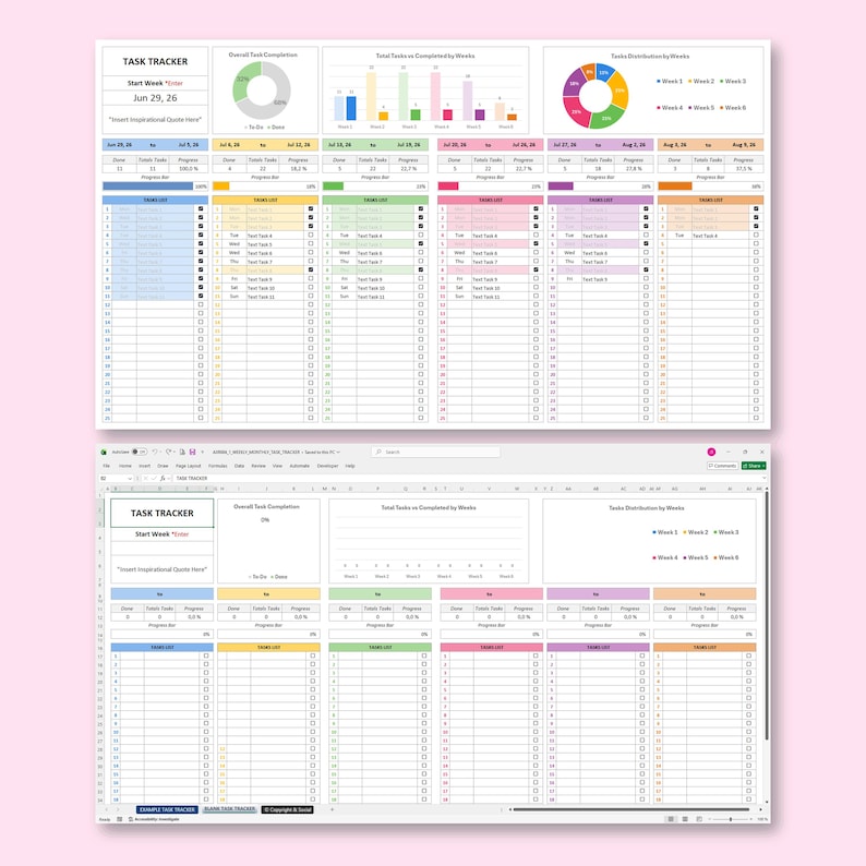 Task Tracker Spreadsheet | Weekly & Monthly To-do List Planner | Excel ...