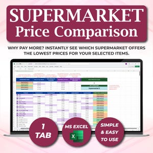 Lebensmittelkostenrechner, Einkaufsbudgetplaner, Lebensmittelpreisvergleich, Lebensmittelpreisvergleichsvorlage, Supermarktpreisvergleich