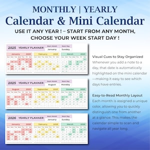 Smart Excel Calendar & Mini Calendar, Smart Calendar, Automated Calendar, Schedule Calendar, Dynamic Calendar, Spreadsheet Calendar