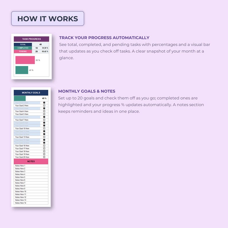 Monthly Task Calendar Template | To-do List & Task Tracker Spreadsheet ...