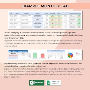 Small Business Deductible Expense Tracker | Bookkeeping Spreadsheet for Any Business | Tax Deductions | Excel & Google Sheets Template