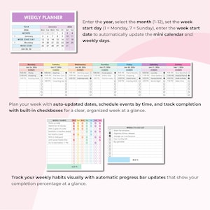 ADHD Weekly Planner Excel, Google Sheets Planner, Productivity Spreadsheet, Habit Tracker, To Do List, Focus Weekly Planner Template