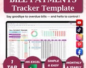 Bill Payment Tracker Excel, Bill Tracker Spreadsheet, Monthly Bills Budget Template Excel, Payment Planner Template, Home Bills Organizer