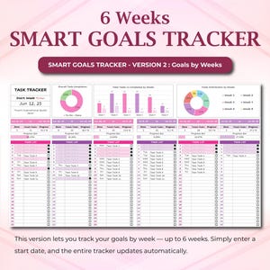 Goal Tracker Excel Template for SMART Goals, Habit Tracking, Task Management Sheet, Digital Goal Setting, Weekly Planner & Progress Tracker