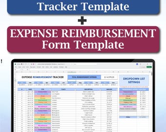 Business Expense & Reimbursement Tracker Template, Excel, Google Sheets + PDF, Employee Travel Expense Log, Work Trip Expense Report