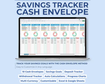 Sinking Funds Tracker, Savings Goal Planner, Cash Envelope System, Budget Binder Spreadsheet, Personal Finance Template, Excel Google Sheets