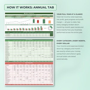 Small Business Bookkeeping Spreadsheet, Income Expense Tracker, Profit Dashboard, Sales Tax, Excel Budget Template, Annual Monthly Overview