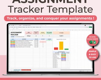Assignment Tracker Template, Student Homework Planner, Class Schedule Organizer, Excel Google Sheets Academic Task Log, Student Schedule