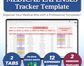 Medical Expenses Tracker Excel Google Sheets | Bill Organizer Tax Deduction Log Healthcare Spreadsheet