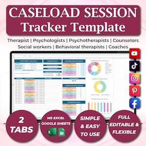 以下が含まれることがあります： セラピスト、心理学者、心理療法士、カウンセラー、ソーシャルワーカー、行動療法士、コーチ向けのデジタルCaseload Session Trackerテンプレート。 2つのタブ、MS Excel/Google Sheetsとの互換性、シンプルで使いやすく、完全に編集可能です。