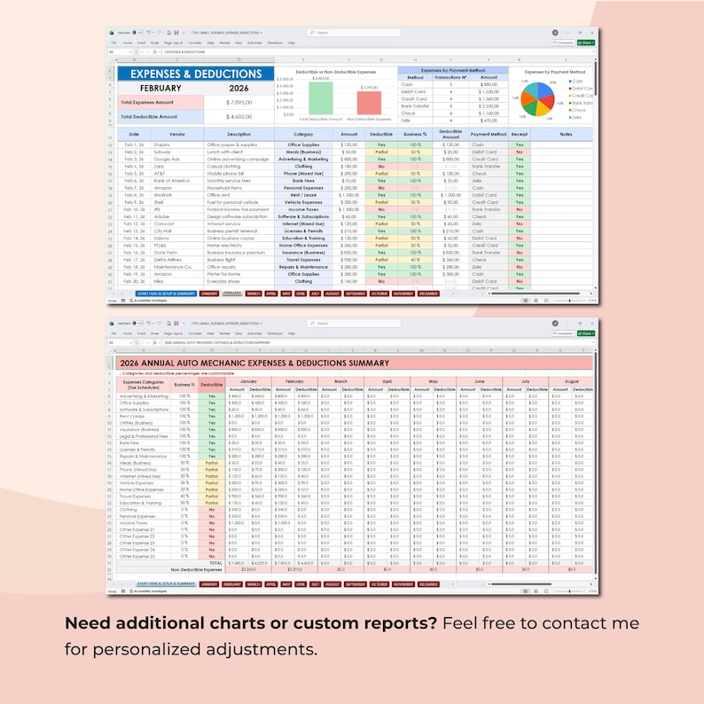 Small Business Deductible Expense Tracker | Bookkeeping Spreadsheet for Any Business | Tax Deductions | Excel & Google Sheets Template