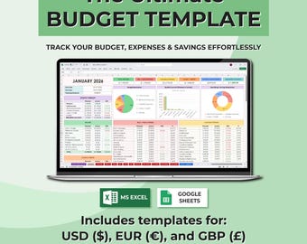 Budget Spreadsheet for Excel & Google Sheets | Monthly Budget Template | Paycheck Biweekly Budget Planner | Digital Budget Planner
